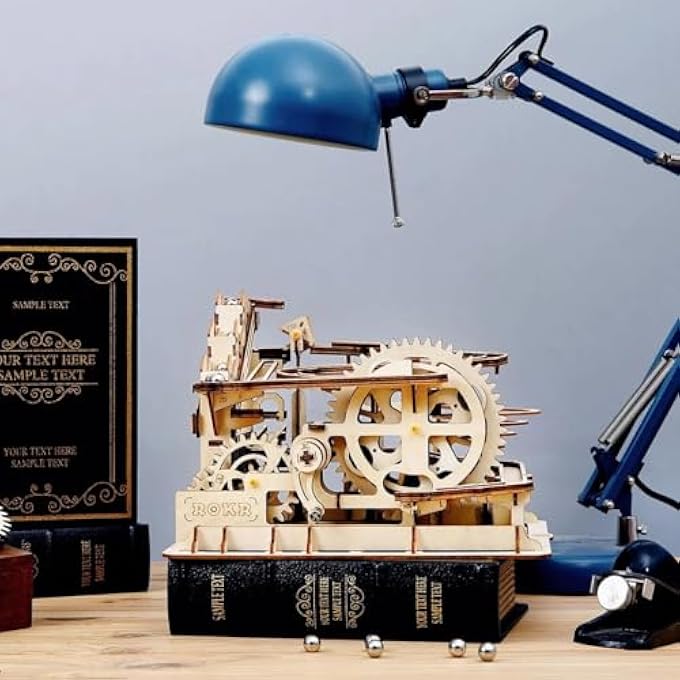 ROKR MARBLE RUN WOODEN MODEL KITS 3D PUZZLE MECHANICAL PUZZLES FOR TEENS AND ADULTS(WATERWHEEL COASTER) - Image 4